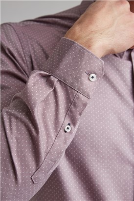  Mauve Textured Dot Slim Fit Shirt