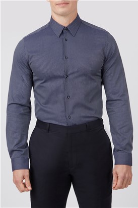  Navy Circle Weave Slim Fit Shirt