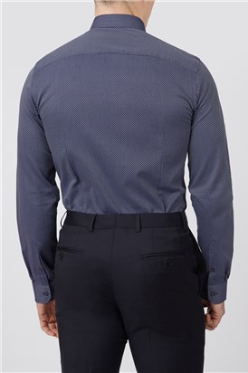  Navy Circle Weave Slim Fit Shirt