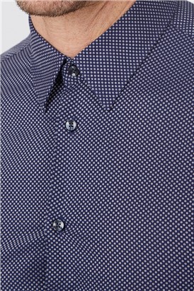  Navy Circle Weave Slim Fit Shirt