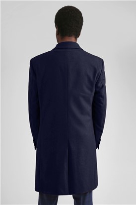  Navy Slim Fit Italian Melton Overcoat