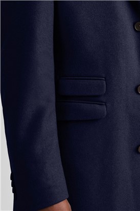  Navy Slim Fit Italian Melton Overcoat