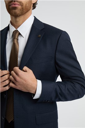  Regular Fit Navy Grid Check Suit