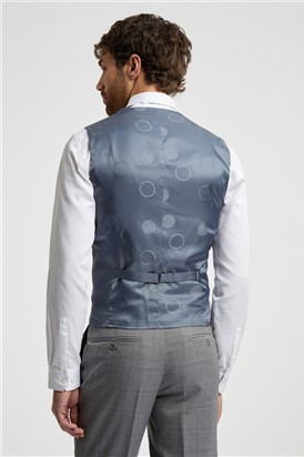  Slim Fit Grey Soft Check Waistcoat