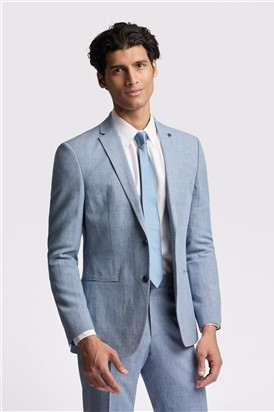  Slim Fit Hydra Blue Linen Suit