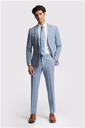  Slim Fit Hydra Blue Linen Suit