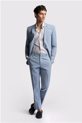  Slim Fit Hydra Blue Linen Suit