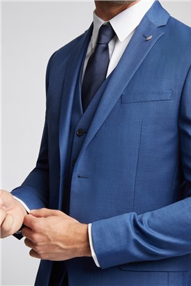  Slim Fit Cobalt Sharkskin Suit