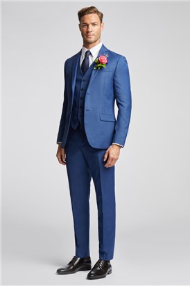  TED BAKER SLIM FIT COBALT SHARKSKIN JACKET