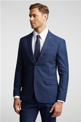  TED BAKER SLIM FIT NAVY SOFT CHECK JACKET