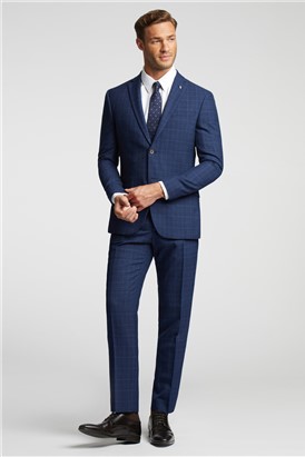  TED BAKER SLIM FIT NAVY SOFT CHECK JACKET