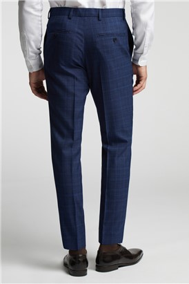  Slim Fit Navy Soft Check Trousers