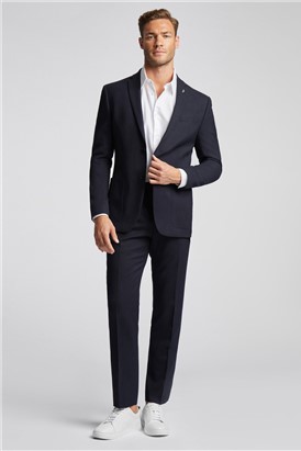  Slim Fit Navy Basketweave Trousers