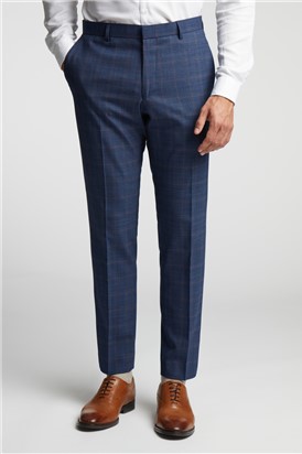  Slim Fit Blue and Mauve Check Waistcoat