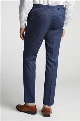  Slim Fit Blue and Mauve Check Waistcoat