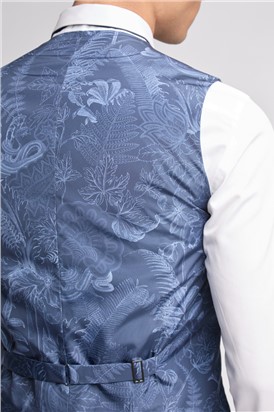  Slim Fit Bredon Grey Blue Check Waistcoat