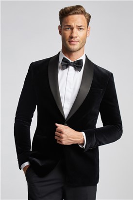  Slim Fit Black Velvet Jacket