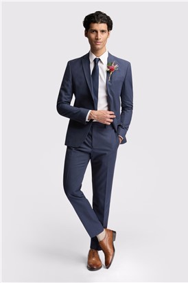  Slim Fit Coxon Navy Cotton Linen Trousers