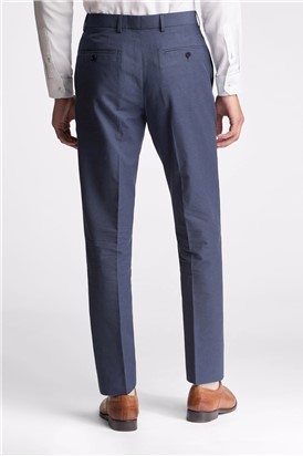  Slim Fit Coxon Navy Cotton Linen Trousers