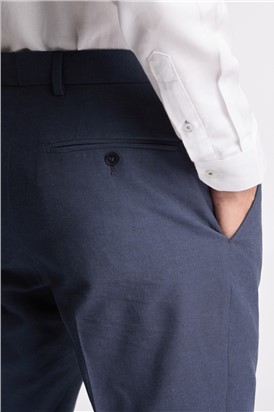  Slim Fit Coxon Navy Cotton Linen Trousers