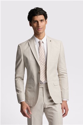  Slim Fit Morris Stone Cotton Linen Trousers
