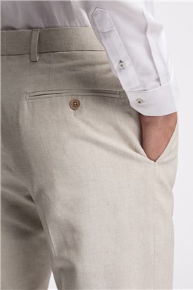  Slim Fit Morris Stone Cotton Linen Trousers