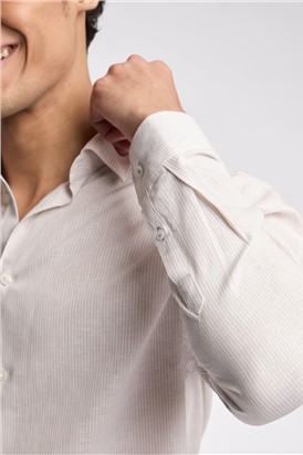  Slim Fit Kerr Stone Stripe Linen Blend Shirt