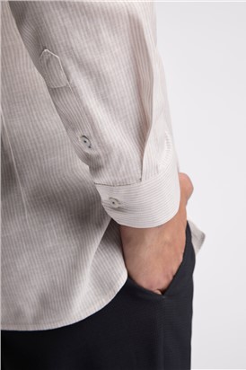  Slim Fit Kerr Stone Stripe Linen Blend Shirt