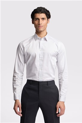 Slim Fit Quinn White Micro Diamond Print Shirt