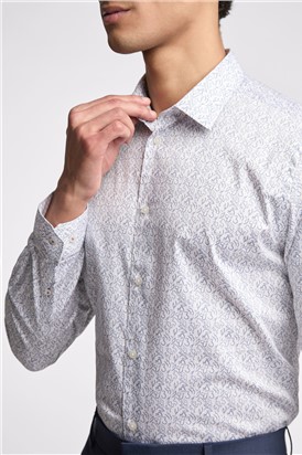  Slim Fit Lyons White Floral Shirt