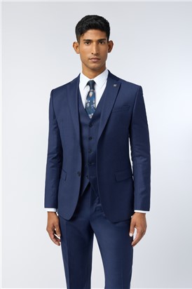  Slim Fit Keats Cobalt Flannel Waistcoat