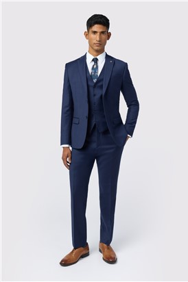  Slim Fit Keats Cobalt Flannel Waistcoat