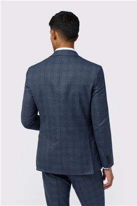  Slim Fit Navy Plum Check Suit