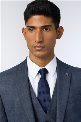  Slim Fit Navy Plum Check Suit