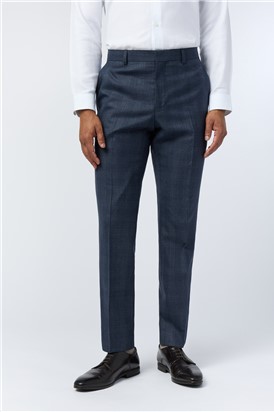  Slim Fit Navy Plum Check Suit