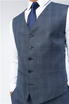  Slim Fit Navy Plum Check Suit
