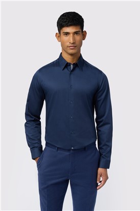  Slim Fit Luuk Steel Navy Stretch Shirt