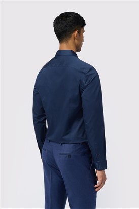  Slim Fit Luuk Steel Navy Stretch Shirt