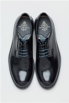  Finn Black Leather Derby Shoe