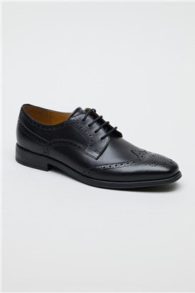  Cannon Black Leather Brogue Derby Shoe