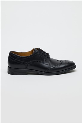  Cannon Black Leather Brogue Derby Shoe