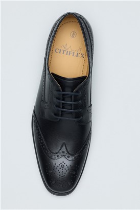  Cannon Black Leather Brogue Derby Shoe