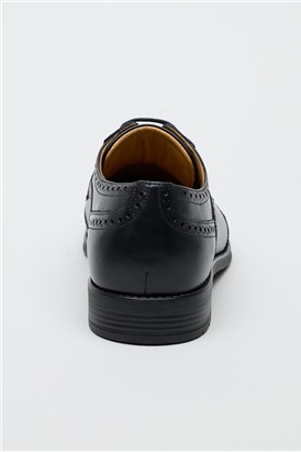  Cannon Black Leather Brogue Derby Shoe