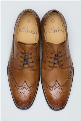  Cannon Tan Leather Brogue Derby Shoe