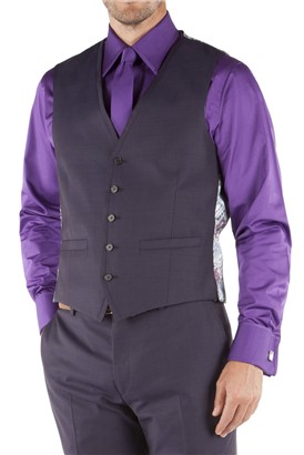  Purple Pick and Pick Tailored Fit Waistcoat