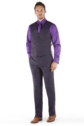  Purple Pick and Pick Tailored Fit Waistcoat