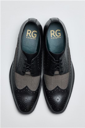  Black Leather Max Derby Brogue Shoe