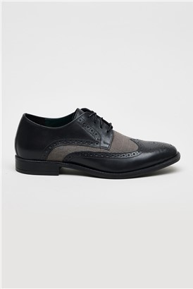 Racing Green Black Leather Max Derby Brogue Shoe