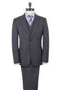 Stvdio Grey Purple Overcheck Peak Lapel Suit Jacket