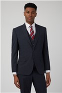  Navy Jaspe Check Tailored Fit Suit Trousers